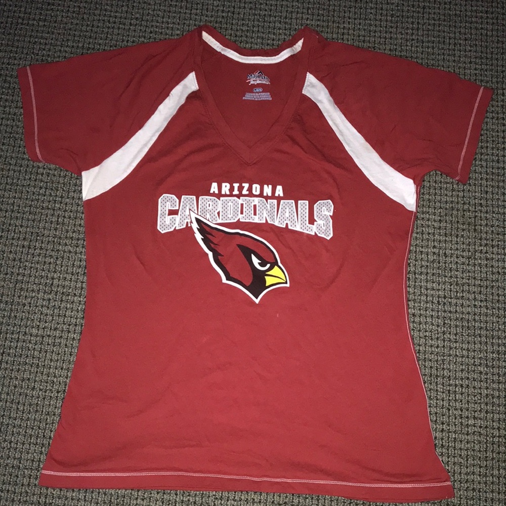 Arizona Cardinals Women's Red V-Neck Tee with White Accents